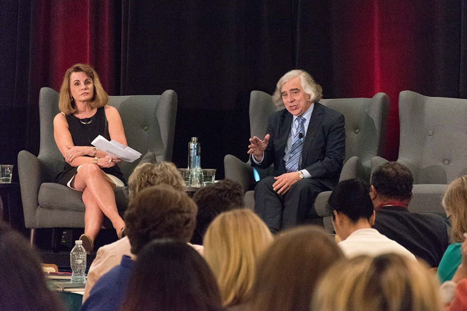 U.S. Secretary of Energy Ernest Moniz, with his senior advisor, C3E ambassador Melanie Kenderdine. Moniz is former director of the MIT Energy Initiative (MITEI), and Kenderdine is former Executive Director of MITEI. Photo: MITEI Office of Communications